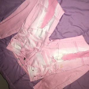 high waisted pink jeans